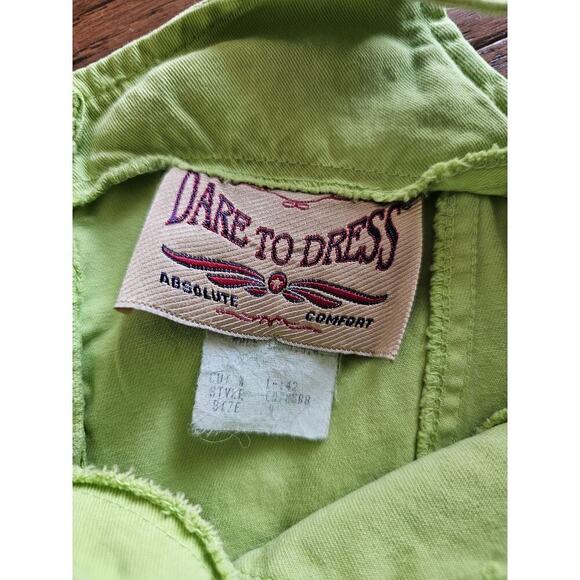 Dare To Dress Vintage Lime Green Shift Dress Size 9 Y2K Made in USA - Picture 7 of 15